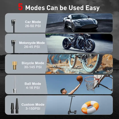 Portable Tire Inflator, Wireless Car Tire Inflator with Pressure Gauge and LED Light