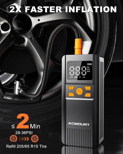 Cordless Tire Inflator Air Compressor, 150 Psi Bike Pump, Portable Electric Air Pump with Gauge for Car, Motorcycle, Bicycle, Balls