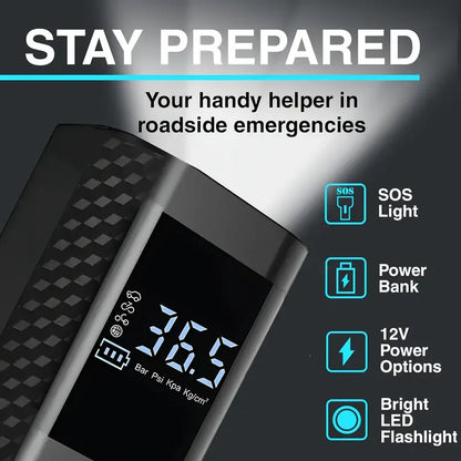 Portable Tire Inflator, Wireless Car Tire Inflator with Pressure Gauge and LED Light